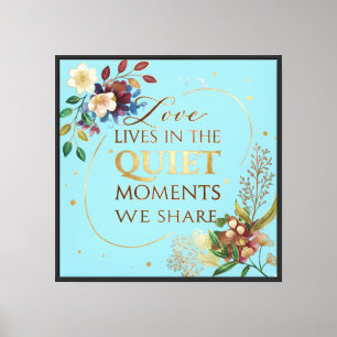 Toile Art de citation florale dorée élégante