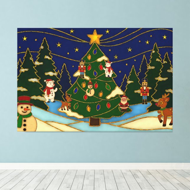 Toile Art de cloisonné Forêt fantaisiste Noël classique  (Insitu (Plancher de Bois))