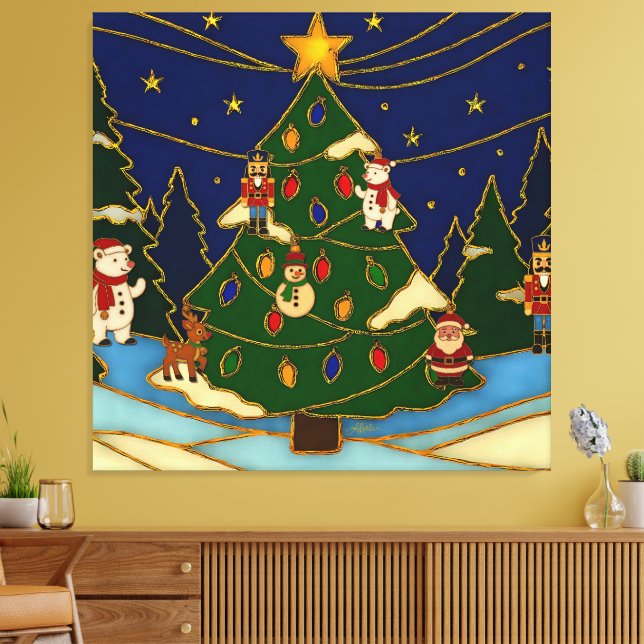 Toile Art de cloisonné Forêt fantaisiste Noël classique  (Insitu(Salon))