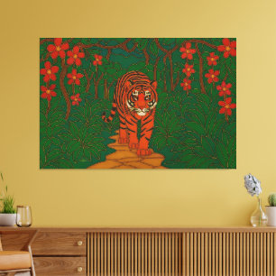 Toile Art de cloisonné Tigre sur le chemin de la jungle