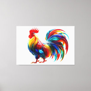 Toile Art de Coq Coloré Vibrant