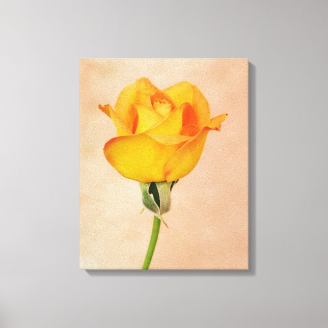 Toile Art de fleur de rose simple orange doré (Recto)