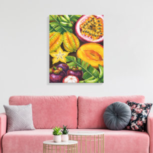 Toile Art de fruits tropicaux   Décor de cuisine exotiqu