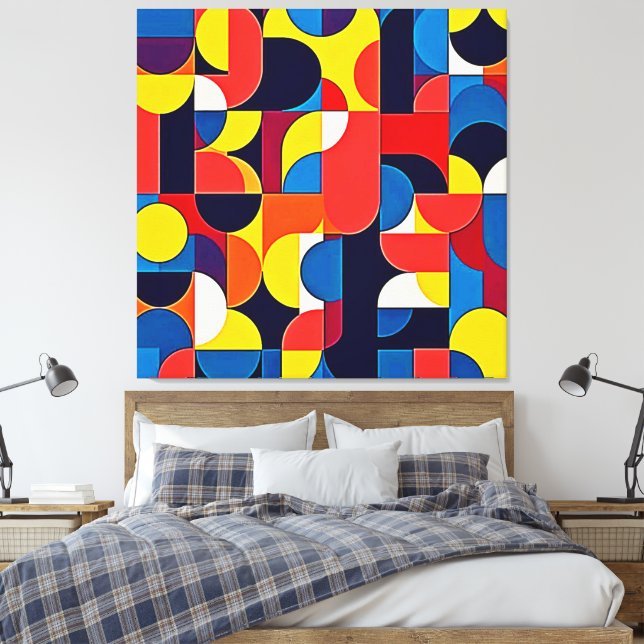 Toile Art de géométrie à blocs de couleurs rétro (Insitu(Chambre))