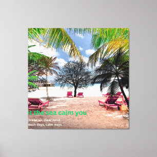 Toile Art de la plage – Calme et motivation personnalisa