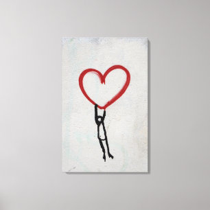 TOILE ART DE LA RUE HEART & STICK MAN GRAFFITI WALL