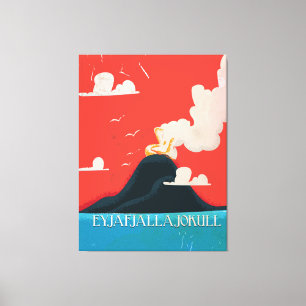 Toile Art de l'affiche de vacances vintage Eyjafjallajok