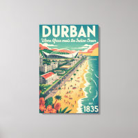 Art de l'affiche de voyage rétro de Durban Afrique