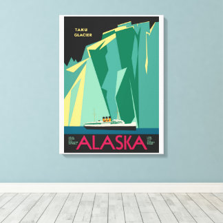 Toile Art de l'affiche de voyage vintage de l'Alaska, gl