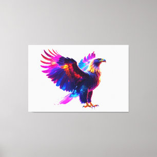 Toile Art de l'aigle brillant coloré - Oiseau néon dynam