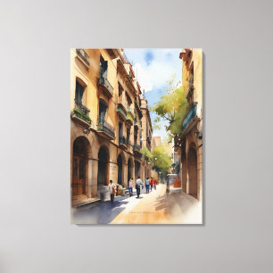 Toile Art de l'aquarelle de Barcelone