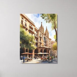 Toile Art de l'aquarelle de Barcelone