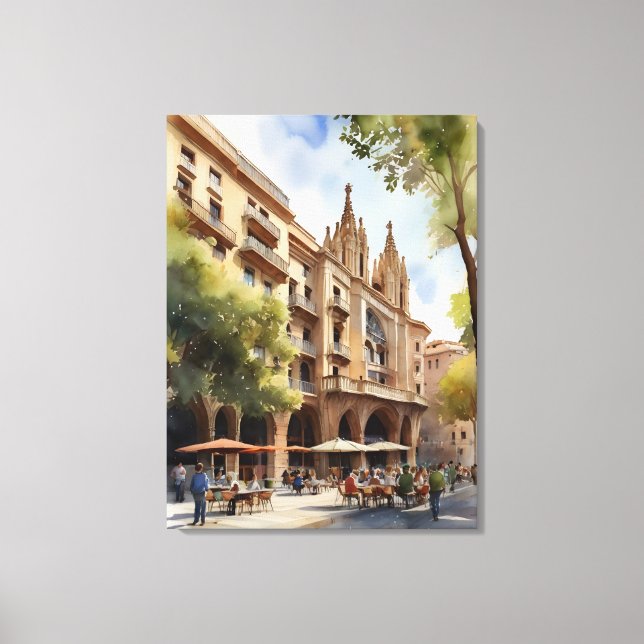 Toile Art de l'aquarelle de Barcelone (Recto)