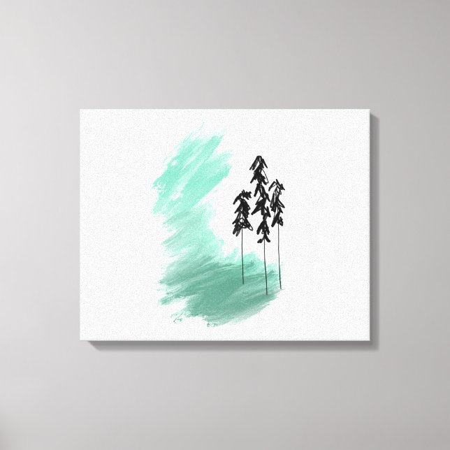 Toile art de l'arbre vert scandinave simple moderne ment (Recto)