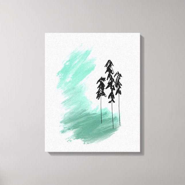 Toile art de l'arbre vert scandinave simple moderne ment (Recto)
