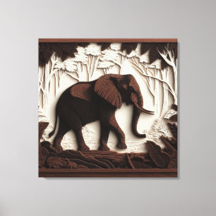 Toile Art de l'éléphant en bois