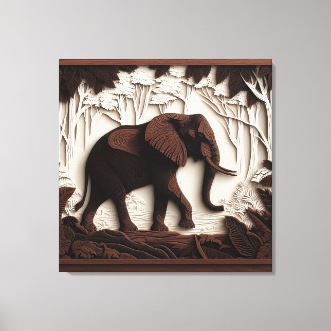Toile Art de l'éléphant en bois (Recto)