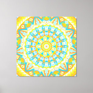 Toile Art de mandala d'été jaune orange boho lumineux