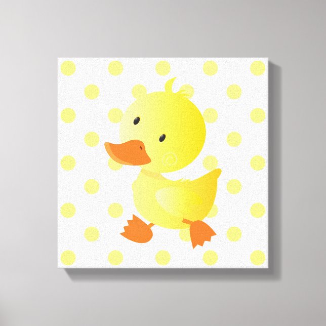 Toile Art de nurserie bébé canard points polka (Recto)