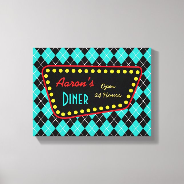 Toile Art de panneau de diner personnalisé rétro (Recto)