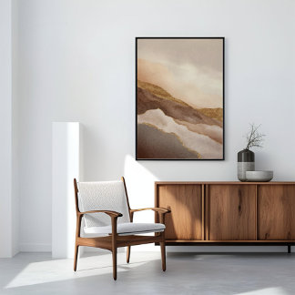 Toile Art de paysage abstrait or neutre