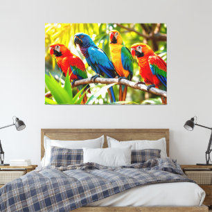 Toile Art de perroquets aras colorés