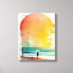 Toile Art de plage abstrait Marche dans les vagues