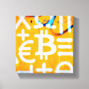 Toile Art de rue Bitcoin (Peinture orange n°1)