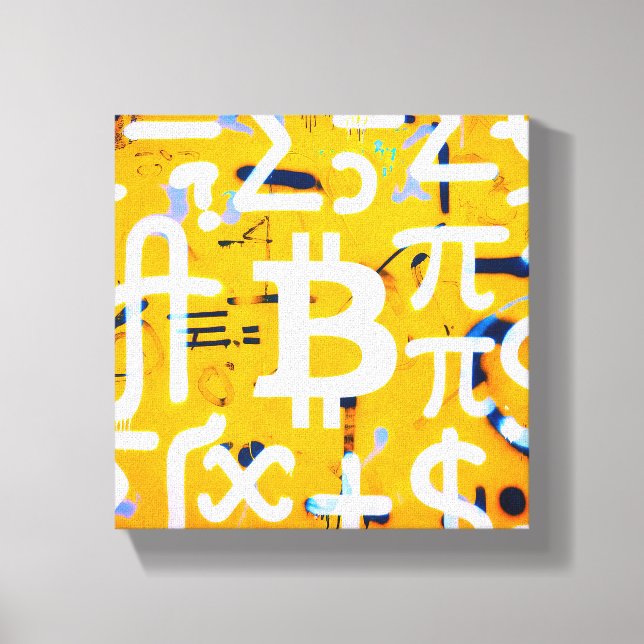 Toile Art de rue Bitcoin (Peinture orange n° 4) (Recto)