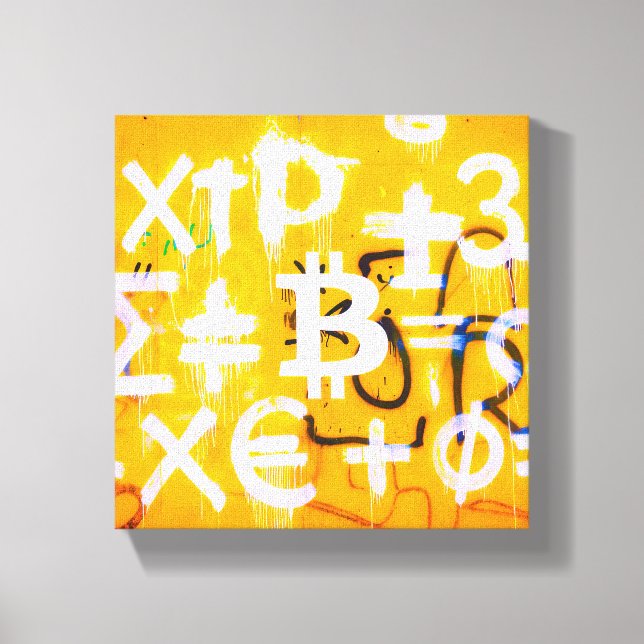 Toile Art de rue Bitcoin (Peinture orange n° 5) (Recto)