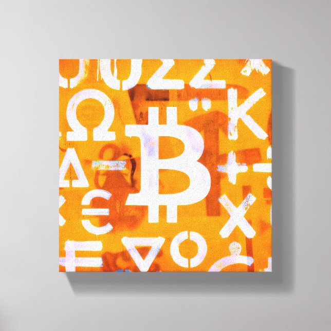 Toile Art de rue Bitcoin (Peinture orange n° 6) (Recto)