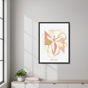 Toile Art de silhouette de femme dorée abstraite Empower