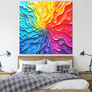 Toile Art de tourbillon arc-en-ciel texturé