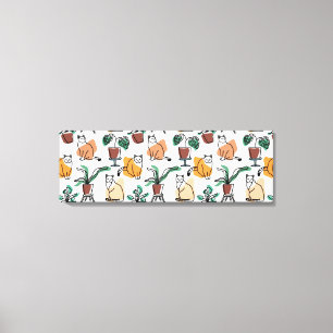 Toile Art de trait dessin chats et fleurs