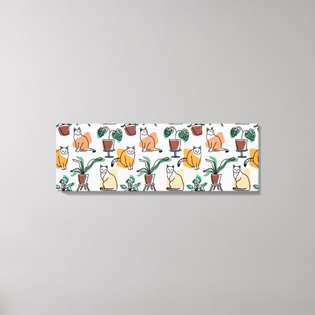 Toile Art de trait dessin chats et fleurs (Recto)