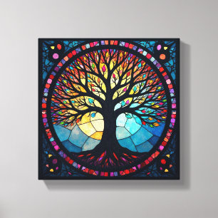 Toile Art de verre coloré, Arbre de Vie en verre coloré