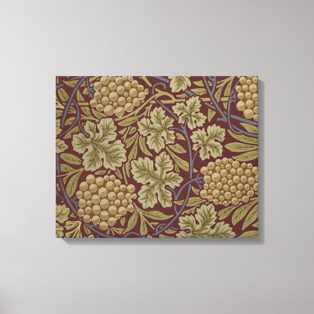 Toile Art de vigne rouge vert William Morris (Recto)