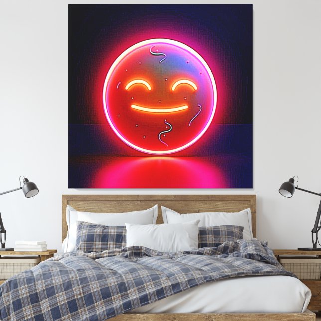 Toile Art de visage heureux avec néon (Insitu(Chambre))