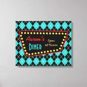 Toile Art des signes Retro Custom Diner