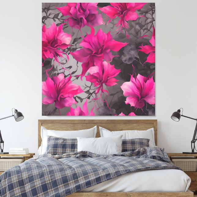 Toile Art d'IA de champ de fuchsia et de charbon  (Insitu(Chambre))