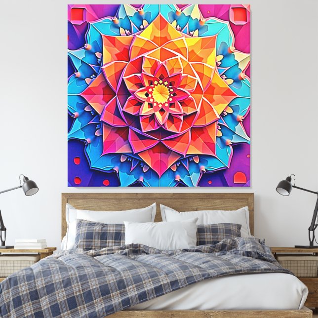 Toile Art d'impression d'énergie de prisme floral abstra (Insitu(Chambre))