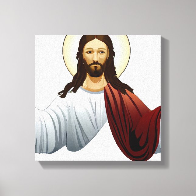 Toile Art d'intelligence artificielle de Jésus avec les  (Recto)