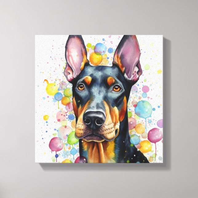 Toile Art Doberman coloré moderne (Recto)