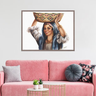 Toile Art du panier de femme égyptienne