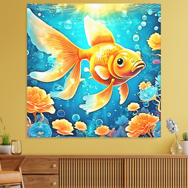 Toile Art du poisson rouge sous-marin (Insitu(Salon))