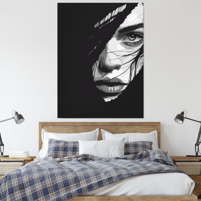 Toile Art du portrait mystérieux monochrome (Insitu(Chambre))