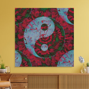 Toile Art du symbole Yin Yang rouge sang