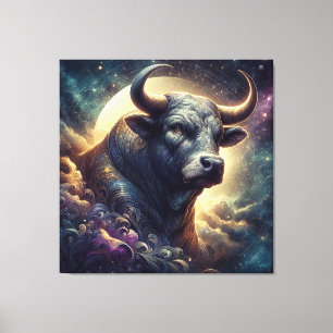 Toile Art du zodiaque Taureau - Taureau majestueux avec