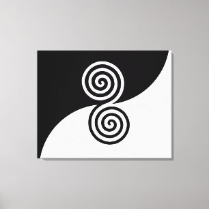 Toile Art en double spirale en noir et blanc