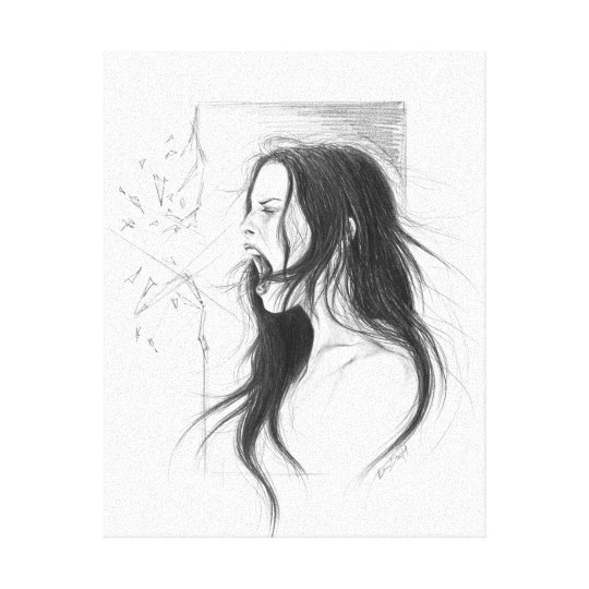 Toile Art Fache Criard De Dessin Au Crayon De Femme Zazzle Fr